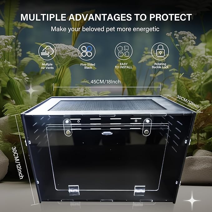 10 Gallon Reptile Tank – Reptile Enclosure for Leopard Geckos, Snakes & Bearded Dragons – Lizard Tank, Hermit Crab & Gecko Habitat