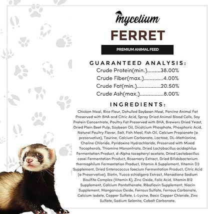 Mycelium Premium Ferret Feed – Organic, Non-GMO, High Nutritional Value Food for Ferrets, Sourced from Local USA Farms, Sustainable Farming, 5 lbs
