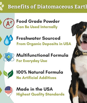 Wholistic Pet Organics DE for Dogs Organic Food Grade for Dogs Safe Non-Chemical Freshwater Silica Improves Overall Health (26 oz)