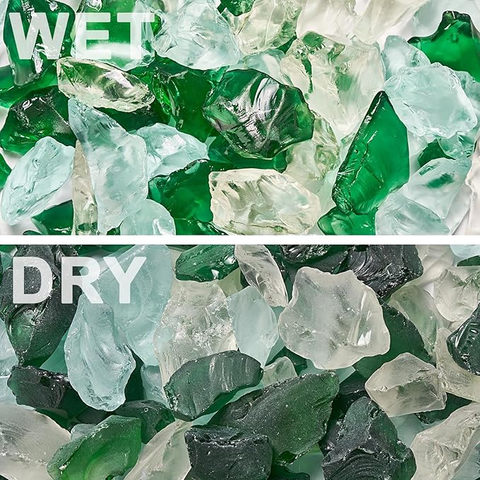 Versatile Frosted Sea Glass Block - 1LB Green Vase fillers, Aquarium Gravels, Sea Glass Decor, Ideal for DIY Crafts, and Home Decor - Perfect for Beach Weddings and More (Green & Turquoise & White)