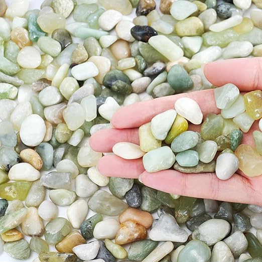 SIDONG 10 LB Jade Pebbles, 2/5 Inch Natural Decorative Polished Jade Stones, Jade River Rocks for Succulents, Cactus, Vases, Indoor Plants, Garden Landscaping, Bamboo