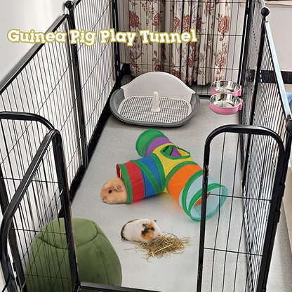 Rypet Guinea Pig Tunnel 3 Way Collapsible Small Pet Tunnels and Tubes with Interactive Ball for Baby Rabbit Ferret Hamster Chinchilla Hedgehog Hiding and Resting