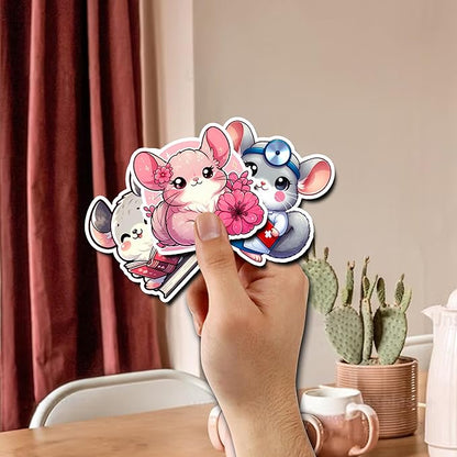 Pack 50 PCS Chinchilla Stickers Print Cool Animal Cartoon Waterproof Vinyl Decals Cute Items for Kids Teens Boys Girls Labels Decor Laptop Phone Case Water Bottles Helmet