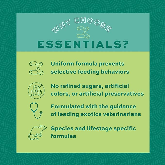 Oxbow Essentials Rat Food, Pet Food for Adult Rats, All-Natural Vitamin & Mineral Rich Formula, Veterinarian Recommended, Oxbow Animal Health, Rodent Pellets, Made in USA, No Artificials, 3 lb. Bag