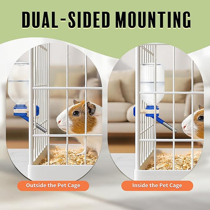 Choco Nose No-Drip Water Bottle Feeder for Guinea Pigs, Hamsters, Bunnies, Ferrets, & Small Pets, 10.2 fl.oz, 300ml - Easy to Install in Cages/Crates, US Patented Leakproof Nozzle 10mm, Blue (C128)