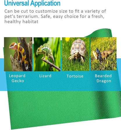 Bearded Dragon Tank Accessories, Reptile Terrarium Liner Substrate for Leopard Gecko, Snake, Lizard and Tortoise, Non-Adhesive Reptile Carpet Bedding for Reptile Tank, Green