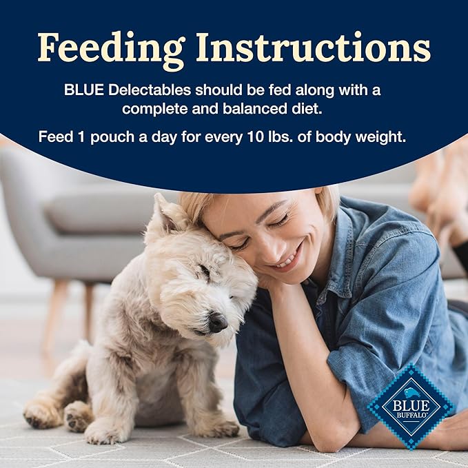 Blue Buffalo Delectables Natural Wet Dog Food Toppers, Tasty Chicken Cuts in Gravy, 3-oz. (24 Pouches)