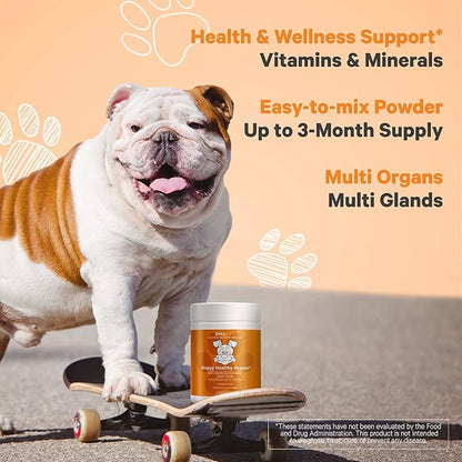 Happy Healthy Organs & Glands Supplement for Dogs, Freeze-Dried Raw Grass-Fed Beef Liver Heart Kidney Spleen Pancreas Bone Marrow, Bovine Thymus Multi Organ Powder, Canine Vitamins, 3 oz