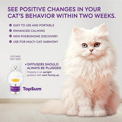 Cat Calming Diffuser Refills: Pheromone Refill for Cats, Long-Lasting 4-Month Supply, Compatible with Most Diffusers, 4 Pack (Light Purple)
