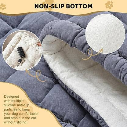 Dog Bed Mat for Car Backseat Extender, 24.8'' x 54'' Non-Slip Travel Pet Blanket for Back Seat, Washable, Soft & Scratch-Proof, Chenille Fabric, Universal Fit for Car, SUV, Truck, Blue-Grey, 2'' Thick