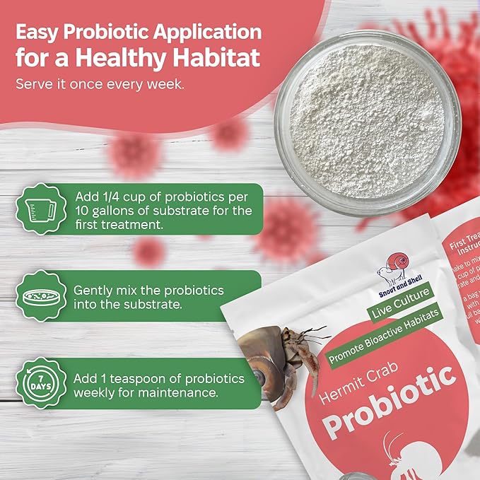 Probiotic Supplement for Hermit Crabs – 5 Billion CFU/g for Bioactive Tank Support – Gut Health and Substrate Booster – Made in USA – Safe Beneficial Bacteria for Crabitats