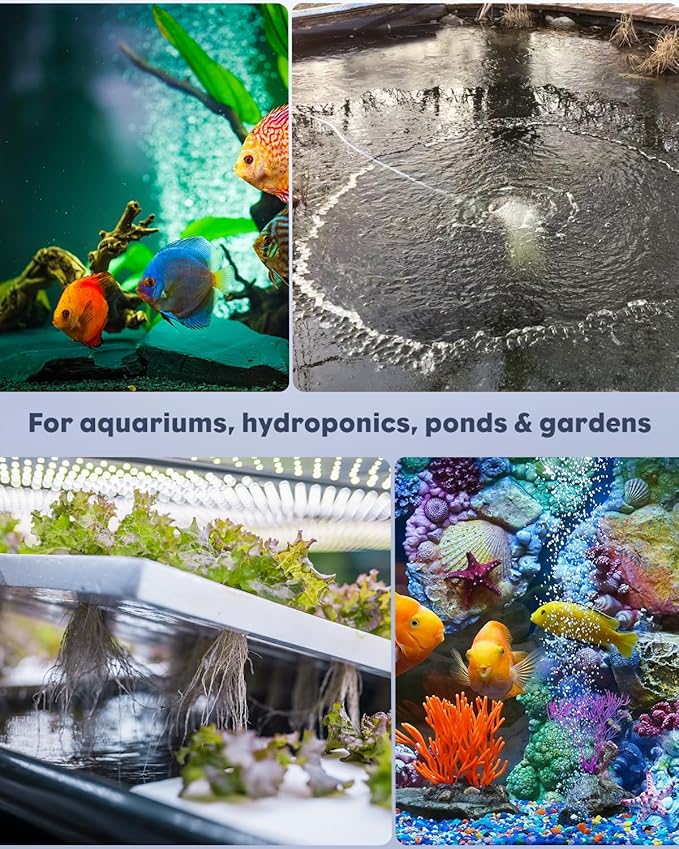 Pawfly Aquarium Air Pump 254 GPH Dual Outlets Fish Tank Air Pump for Tanks up to 300 Gallons Adjustable Quiet Oxygen Pump Fish Tank Aerator with Airline Tubing and Check Valves