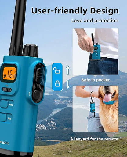 Bousnic Dog Shock Collar with Remote - [New Edition] 4000FT Dog Training Collar for Large Medium Small Dogs (8-120lbs) Waterproof E Collar with Beep, Vibration, Safe Shock