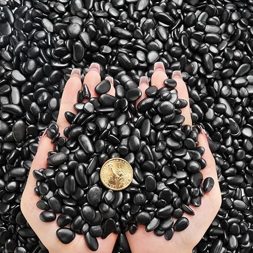NUPICK 12lb River Rocks for Plants Indoor, 3/8 Inch Black Pebbles for Vases Fillers, Decorative Pea Gravel for Fish Tank, Natural Polished Stones for Succulent, Bonsai, Landscaping, Bird Baths