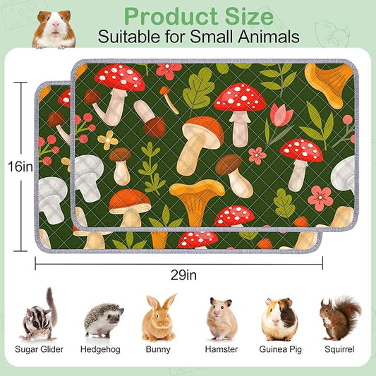 2 Pack Guinea Pig Bedding, Washable Guinea Pig Cage Liner Reusable Guinea Pig Mat Waterproof Guinea Pig Bedding for Cage, Super Absorbant Guinea Pig Pee Pads for Small Animals Hamster Rabbit Squirrel