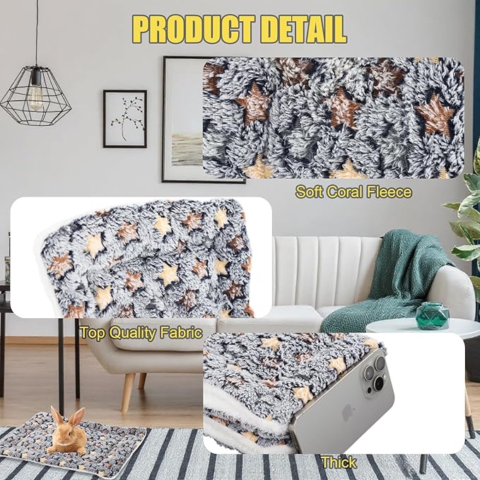 Guinea Pig Bed, 2 Pcs Double-Layer Coral Fleece Guinea Pig Beds and Bunny Beds, Soft and Skin-Friendly, Suitable for Small Animals Such as Rabbits and Hamsters(12.6 * 9.8Inch)