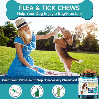 Flea and Tick Prevention for Dogs Chewables, 200 Soft Treats, Natural Dog Flea and Tick Treatment, Oral Flea Chews for Dogs Supplement, Flea and Tick Chews for Dogs Puppies, All Breeds & Sizes