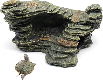 Turtle Basking Platform Shale Scape Step Ledge, Reptile Ladder Resting Terrace Aquarium Decor, Great for Reptiles, Amphibians, Frogs, Small Turtle