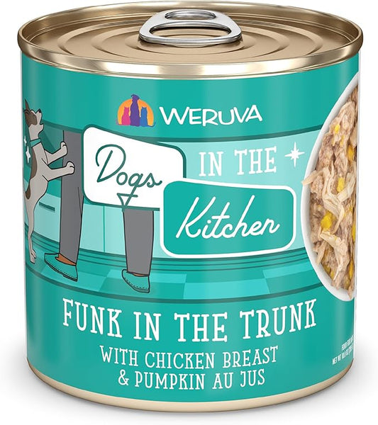 Weruva Dogs in The Kitchen, Funk in The Trunk with Chicken Breast & Pumpkin Au Jus Dog Food, 10oz Can (Pack of 12)