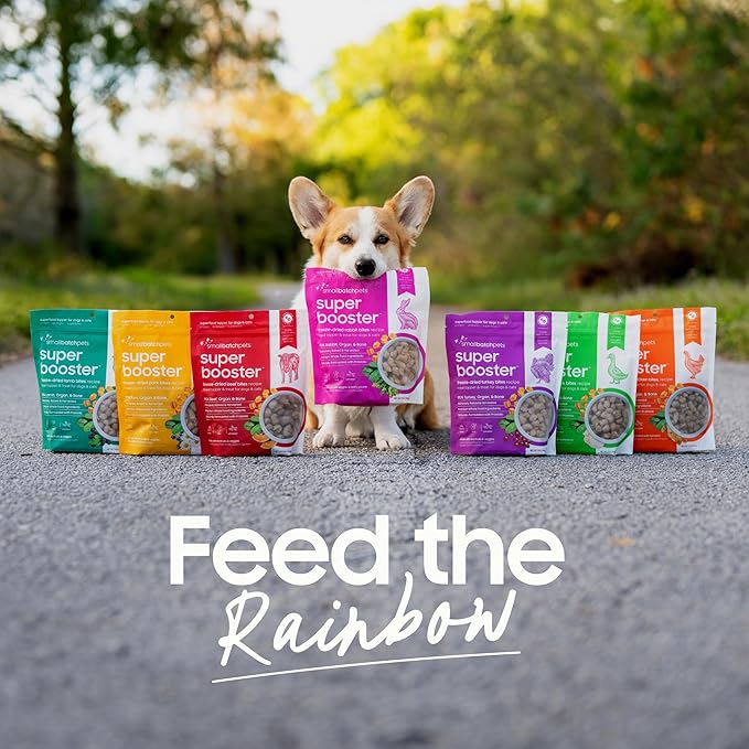 smallbatch Freeze Dried Dog Treats, Superfood Food Topper Chicken Bites for Dogs & Cats, Probiotics, Organic Ingredients, High Protein, Grain Free Healthy Treat Food Topper, Made in The USA, 7 oz Bag