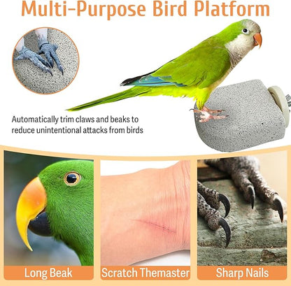 PINVNBY 4 PCS Bird Perch Stands Parrot Calcium Perch Beak Grinding Stone Foot Claws Trimmer Parakeet Platform Parrot Chewing Toys for Small Medium Cockatiel Conure Lovebird Finch