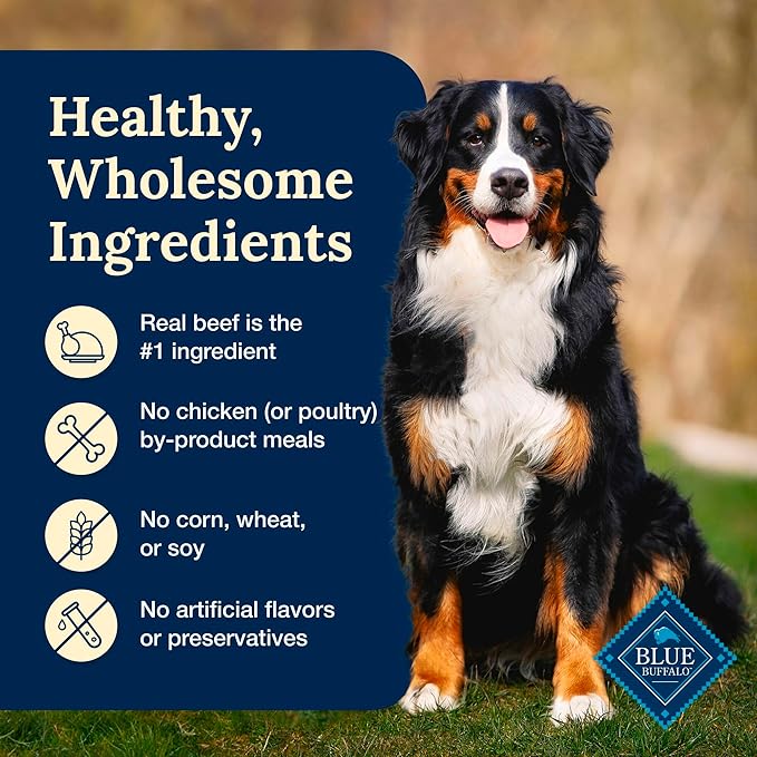 Blue Buffalo Delectables Natural Wet Dog Food Toppers, Hearty Beef Cuts in Gravy, 3-oz (24 Pouches)