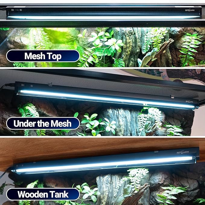 REPTI ZOO Switchable UVB Light for Reptiles, 39W T5 UVB Light Combo Kit for Tropical & Desert Reptile, 34" Terrarium Hood Lamp Fixture with UVB 10.0 Bulb for Bearded Dragon Snake Gecko Lizard Tortoise