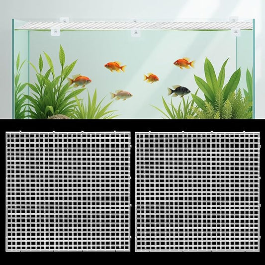 4Pcs Clear Fish Tank Lid Board, 11.8 x 11.8in Aquarium lid Top Cover with 10 Board Lid Patch, Plastic Aquarium Tank Anti-Jumping Net Cover, Prevent Fish Jumping Out