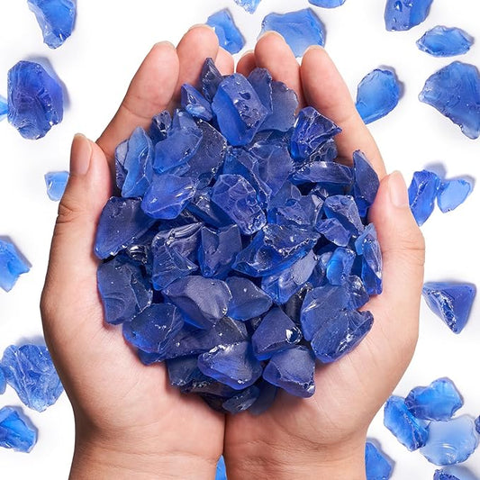 Versatile Frosted Sea Glass Block - 1LB Cobalt Blue Vase fillers, Aquarium Gravels, Sea Glass Decor, Ideal for DIY Crafts, and Home Decor - Perfect for Beach Weddings and More