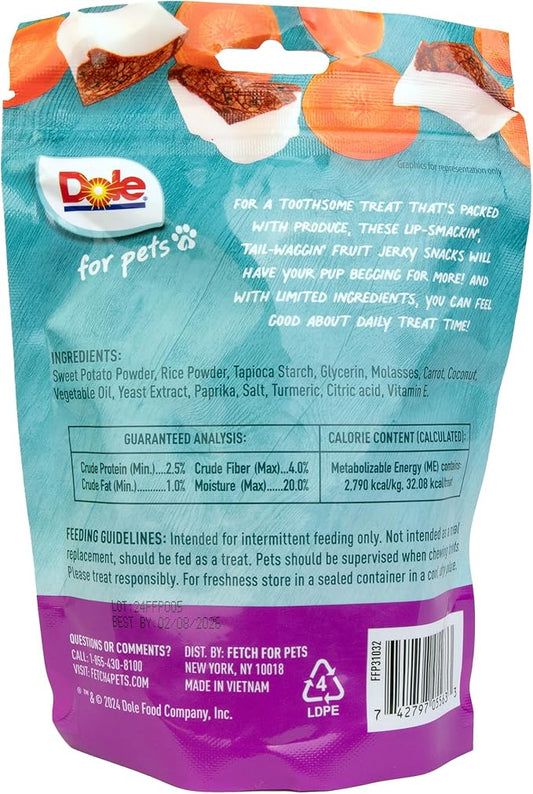 Dole for Pets Fruit Jerky Bites Dog Treats, Carrot and Coconut, 6oz |Flavored with Real Fruit and Vegetables, No Wheat, Corn, Soy, Artificial Flavors, Colors, or Preservatives