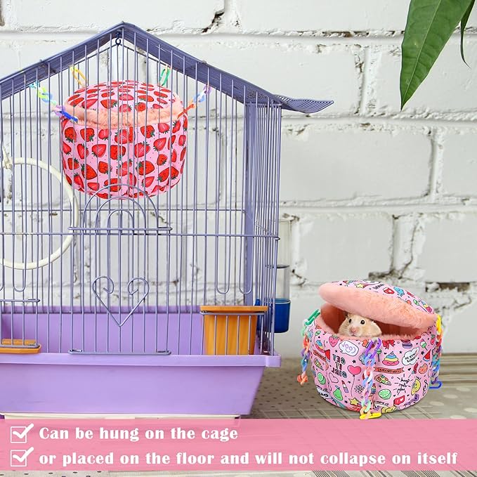 Maitys 2 Pcs Hanging Rat Hammock Guinea Pig Bedding Soft Warm Ferret Cage Accessories Small Animal Play Sleep Bed for Sugar Glider Hamster Chinchilla Mice Squirrel
