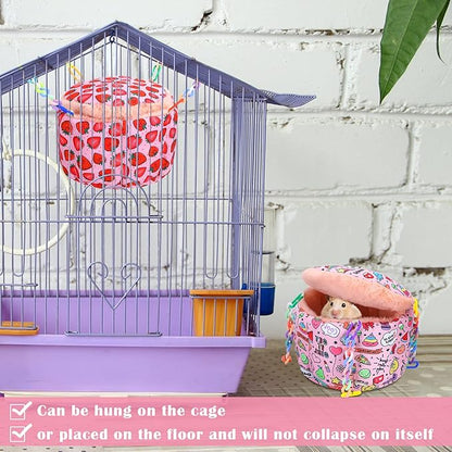 Maitys 2 Pcs Hanging Rat Hammock Guinea Pig Bedding Soft Warm Ferret Cage Accessories Small Animal Play Sleep Bed for Sugar Glider Hamster Chinchilla Mice Squirrel