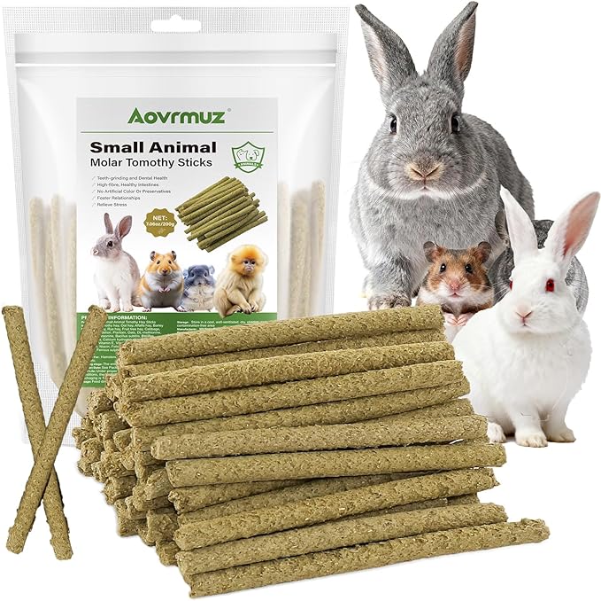 Small Animal Treats for Golden Hamsters, Rabbits, Guinea Pigs, Natural Healthy Chewing Sticks with Timothy Hay B