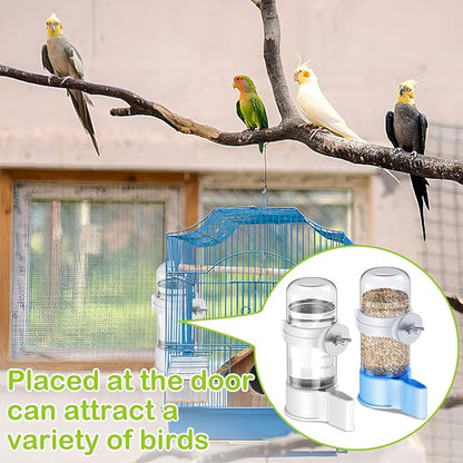 2 PCS Automatic Bird Cage Water Dispenser, Parakeet Parrot Feeder Hanging Drinking