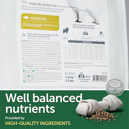 Nature's Protection Puppy Food Small Breed - High Protein, Grain Free, Tear Stain Formula Dry Dog Kibble for White & Light Fur Dogs (Superior Care - White Fish, 22 lb)