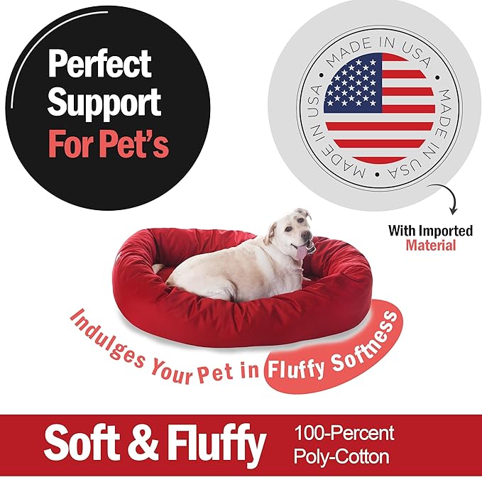 Majestic Pet 52 inch Red Bagel Dog Bed Products
