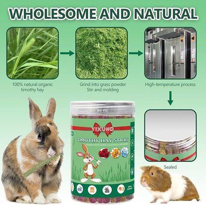 40PCS Rabbit Chew Sticks with Lavender, Timothy Hay, Calendula, Rose,Bunny Chew Toys, Guinea Pig Toys, Chinchilla Toys - Healthy Teeth & Boredom Relief Safe for Small Rodents