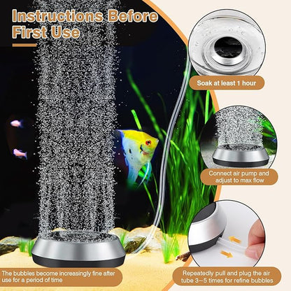 hygger Air Stone for Aquarium 4.7 Inch Fish Tank Bubble Kit Oxygen Diffuser with Air Tube, Check Valve Hydroponic Aeration Bubbler (Not Include Air Pump)