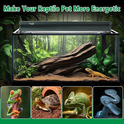 T5 Reptile Light Fixture Green Combo Kit 39W Light Fixture Reptile Terrarium Hood 10.0 UVB Light Bulb Fluorescent Tube Ideal for Tropical and Deserts Such as Bearded Dragon Lizards and Tortoises