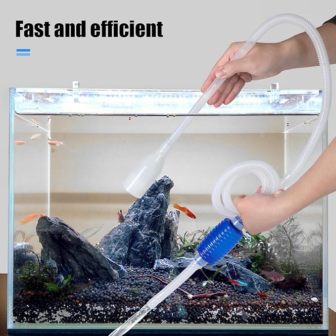 AQUANEAT Aquarium Vacuum Siphon, Hand Pump Fish Tank Water Changer, with Fish Net Algae Scraper 5 in 1 Cleaning Set