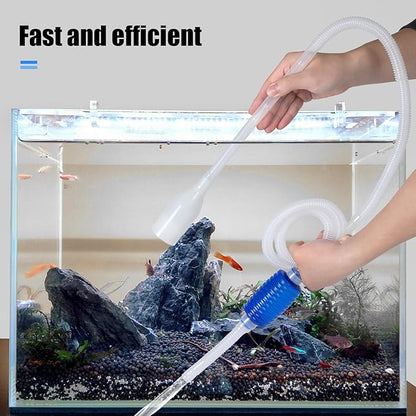 AQUANEAT Aquarium Vacuum Siphon, Hand Pump Fish Tank Water Changer, with Fish Net Algae Scraper 5 in 1 Cleaning Set