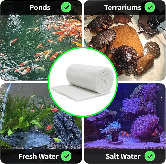 hygger 3/4'' Thick Aquarium Filter Floss 12"x 68" Poly Fiber Fish Tank Filter Media Water Polishing Filter Pad for Sump Canister Hang On Back Filter Cut to Size