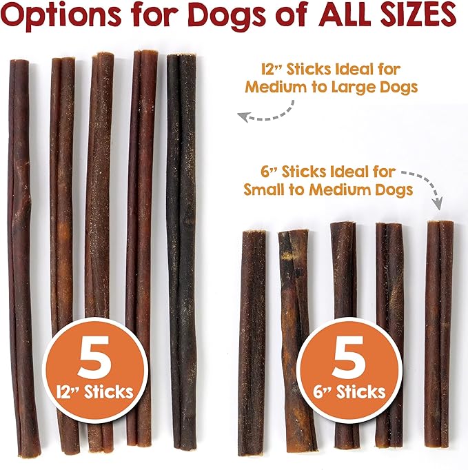 Riley's 12 Inch Beef Collagen Sticks for Dogs, Collagen Chews for Dogs, Bully Stick & Rawhide Alternative, Long Lasting, No Raw Hide Chews, Single Ingredient Dog Treat - 5 ct