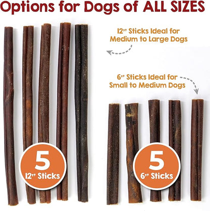 Riley's 12 Inch Beef Collagen Sticks for Dogs, Collagen Chews for Dogs, Bully Stick & Rawhide Alternative, Long Lasting, No Raw Hide Chews, Single Ingredient Dog Treat - 5 ct