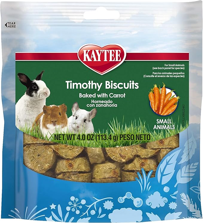 Kaytee Timothy Biscuits Baked Treat for Pet Guinea Pigs, Rabbits & Other Small Animals, Carrot, 4 oz