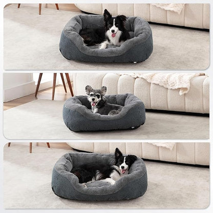 INVENHO Dog Bed Medium Size, Orthopedic Warming Soft Calming Sleeping Puppy Bed Durable Pet Bed with Anti-Slip Bottom M(30"x24"x9")
