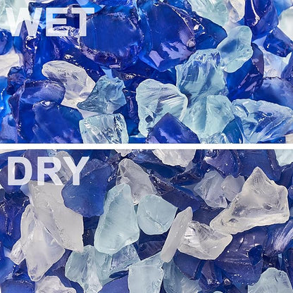 Versatile Frosted Sea Glass Block - 1LB Blue Vase fillers, Aquarium Gravels, Sea Glass Decor, Ideal for DIY Crafts, and Home Decor - Perfect for Beach Weddings and More (Cobalt & Turquoise & White)