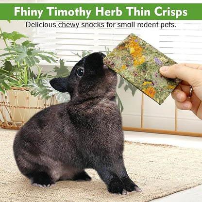 Fhiny 24 PCS Rabbit Timothy Hay Chips Toys, Natural Bunny Molar Treats with Herbal Flowers Rabbit Chew Toys for Teeth Small Animal Snacks for Rats Chinchillas Guinea Pigs Hamsters