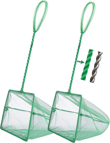 2 Pcs Aquarium Fish Net, 6 inches Fine Mesh Quick Catch Fish Net for Fish Tank Betta Fishing Net
