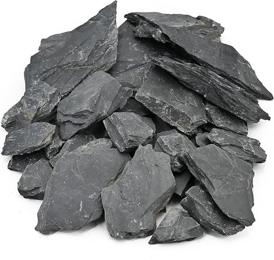 Unocho Natural Slate Stone Reptile Basking Platform Rock 10LB Fish Tank Rocks for Aquascaping Terrarium Decoration&Reptile Habitats Tortoise Enclosures (2-6 inches)